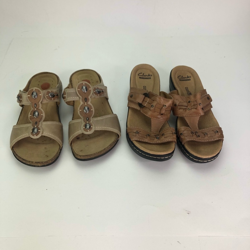 Clarks Womens Size 6.5 Slip On Brown Sandals lot 2